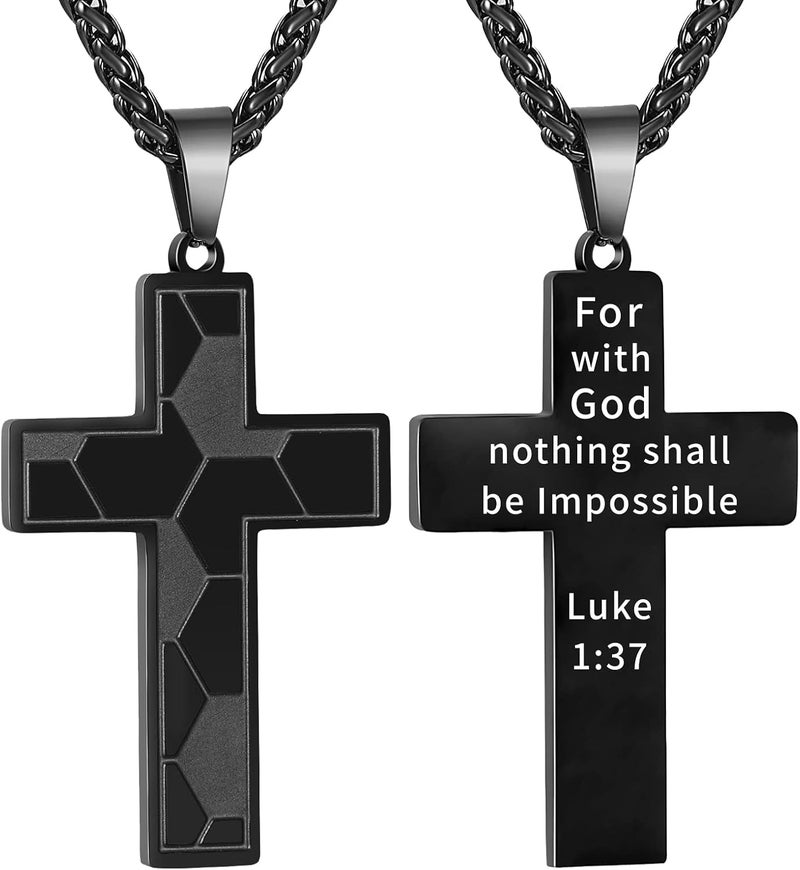 GLITTO Store Soccer Cross Necklace for Boys Men Stainless Steel Bible Verse Pendant with20+2 Inch First Communion Baptism Religious Sports Jewelry Gift - Image 1